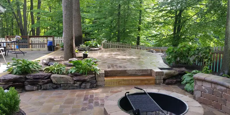 Paver stone fire pit and patio